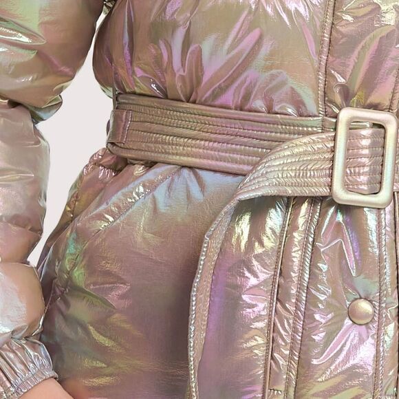 NEW Noize Bonita Holographic Puffer Jacket Size XS Metallic Tanzanite Ski Sporty - Picture 9 of 16